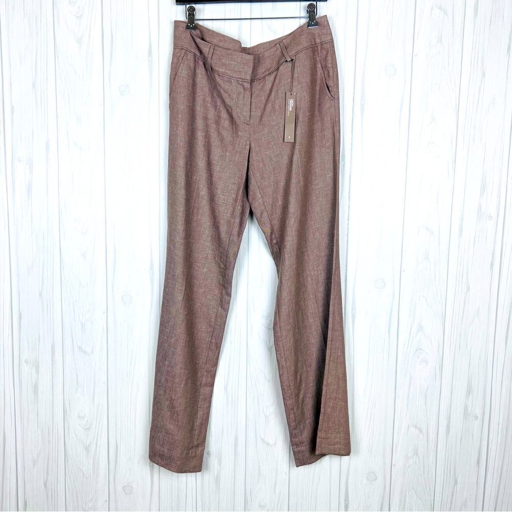 NWT Ann Taylor Loft Pants Trouser Brown Linen Rayon Marisa Size 6